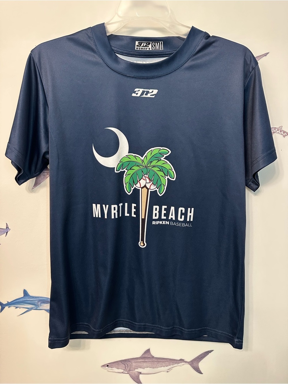 Women’s Myrtle Beach Ripken Baseball Navy Performance Tee, size S